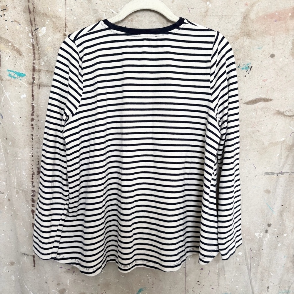 Tuckernuck Pomander Place Navy Striped Knit Popover Top - Picture 4 of 6